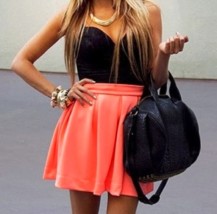 dpm0ik-l-610x610-skirt-pink-coral-girl-fashion-skater-coral+skater+dress-skater+skirt-jewels-shirt-bag